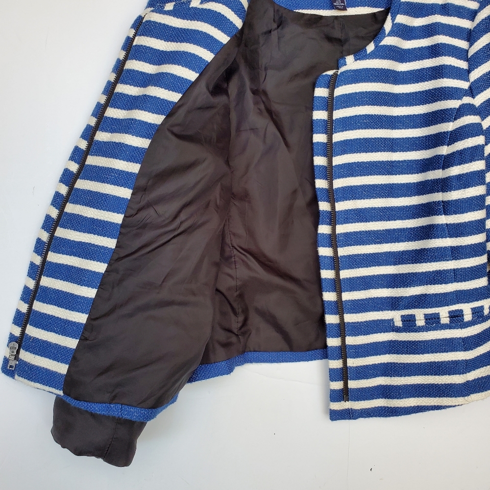 GAP Striped Blazer Jacket Zip Front w/ Pockets Textured Size 14 - EUC!~ - Picture 4 of 13